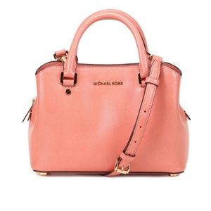 Michael Kors Savannah Peach Leather Satchel